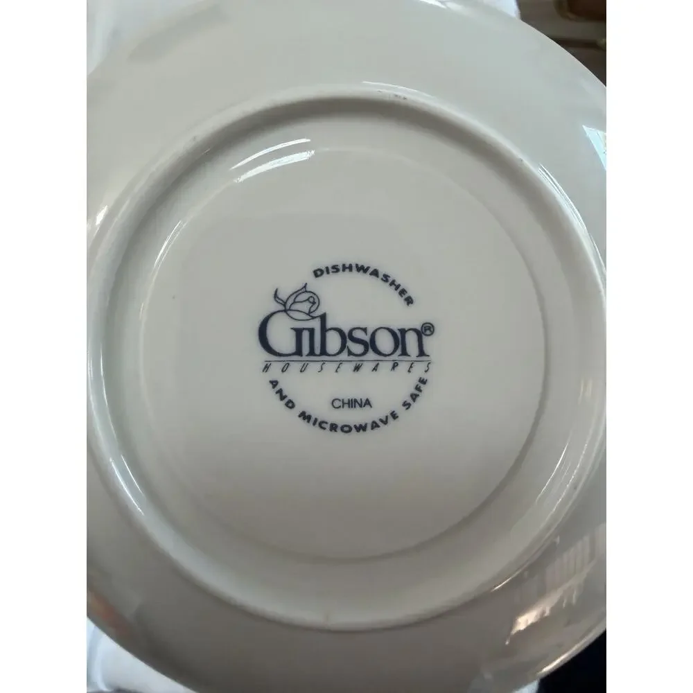 Set of 4 Vintage Gibson Fruit Pattern Saucers 6” | Cherries Grapes Peaches